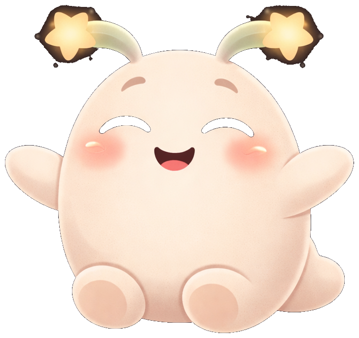 Talo Happy — sitting contentedly with a warm smile