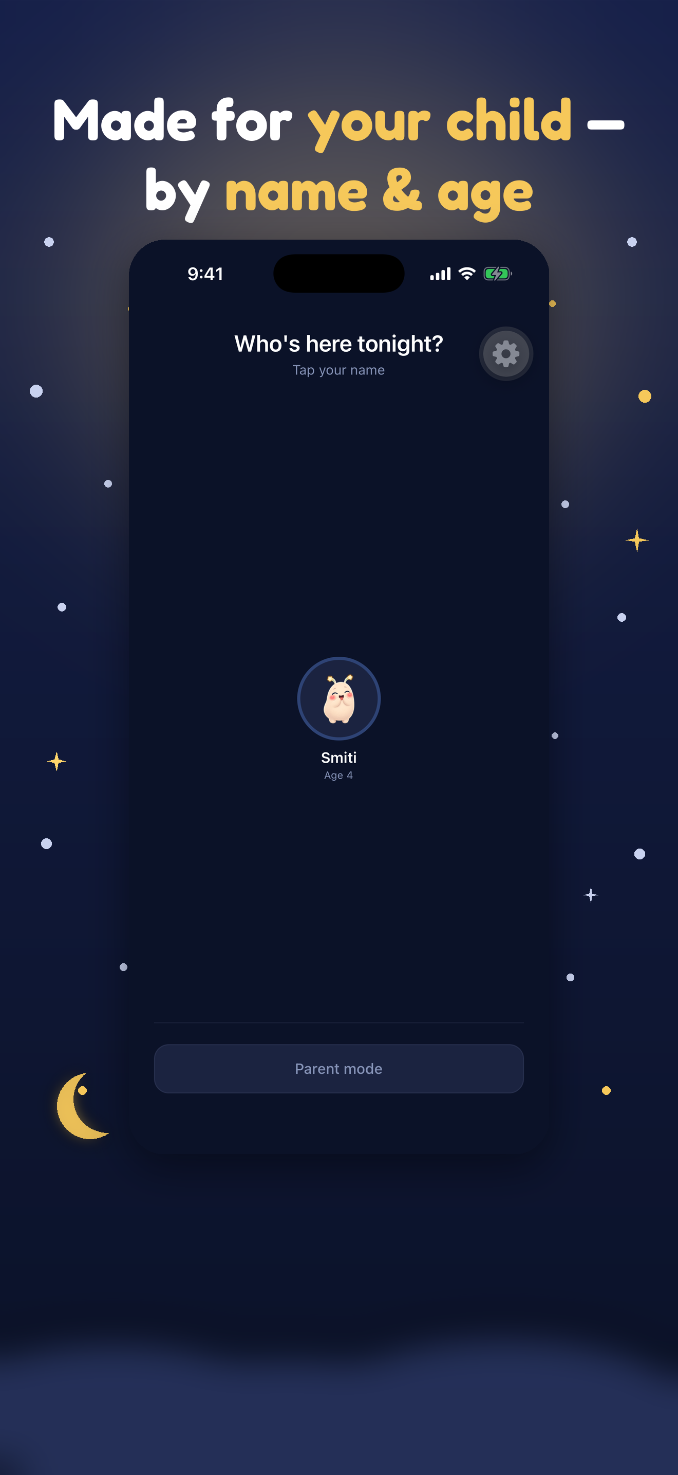 Talo app — pick your child by name and age